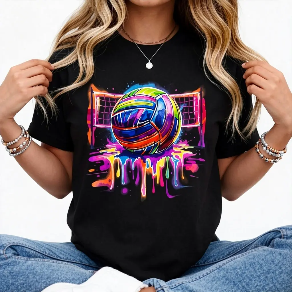 Volleyball Drip Game Day Sports Player Women Teens Girls T-Shirt