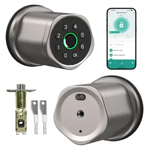 Smart Ball Lock Set, Full Aluminum Cnc Handle, Fingerprint/pin/key/graffiti APP Unlock, Suitable for Office and Hotel