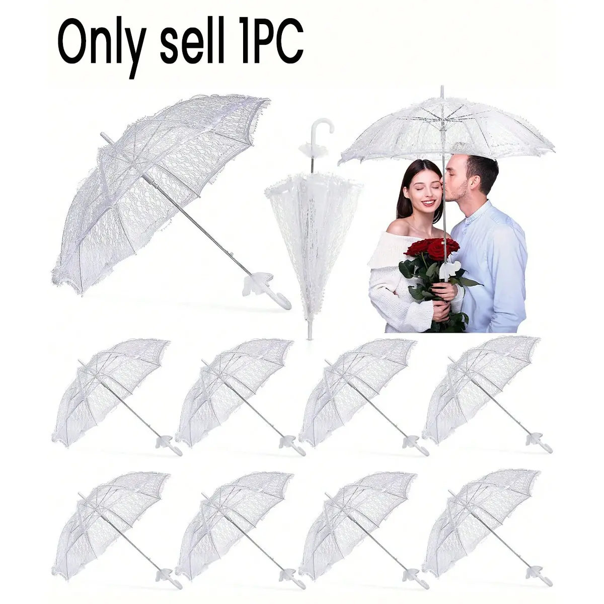 Bridal Wedding Decoration Props, Lace Umbrella, European Style Bridal Wedding Umbrella, Outdoor Wedding Decorative Umbrella, Best Gift, Wedding Photography Prop, Party Dressing Prop