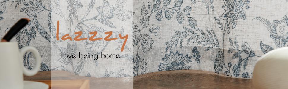 Curtains Farmhouse Blue Floral Print Curtains 63 Inches Long Back Tab Drapes for Living Room Bedroom Semi Sheer Patterned Vintage Curtains 2 Panels Set Rod Blue on Beige