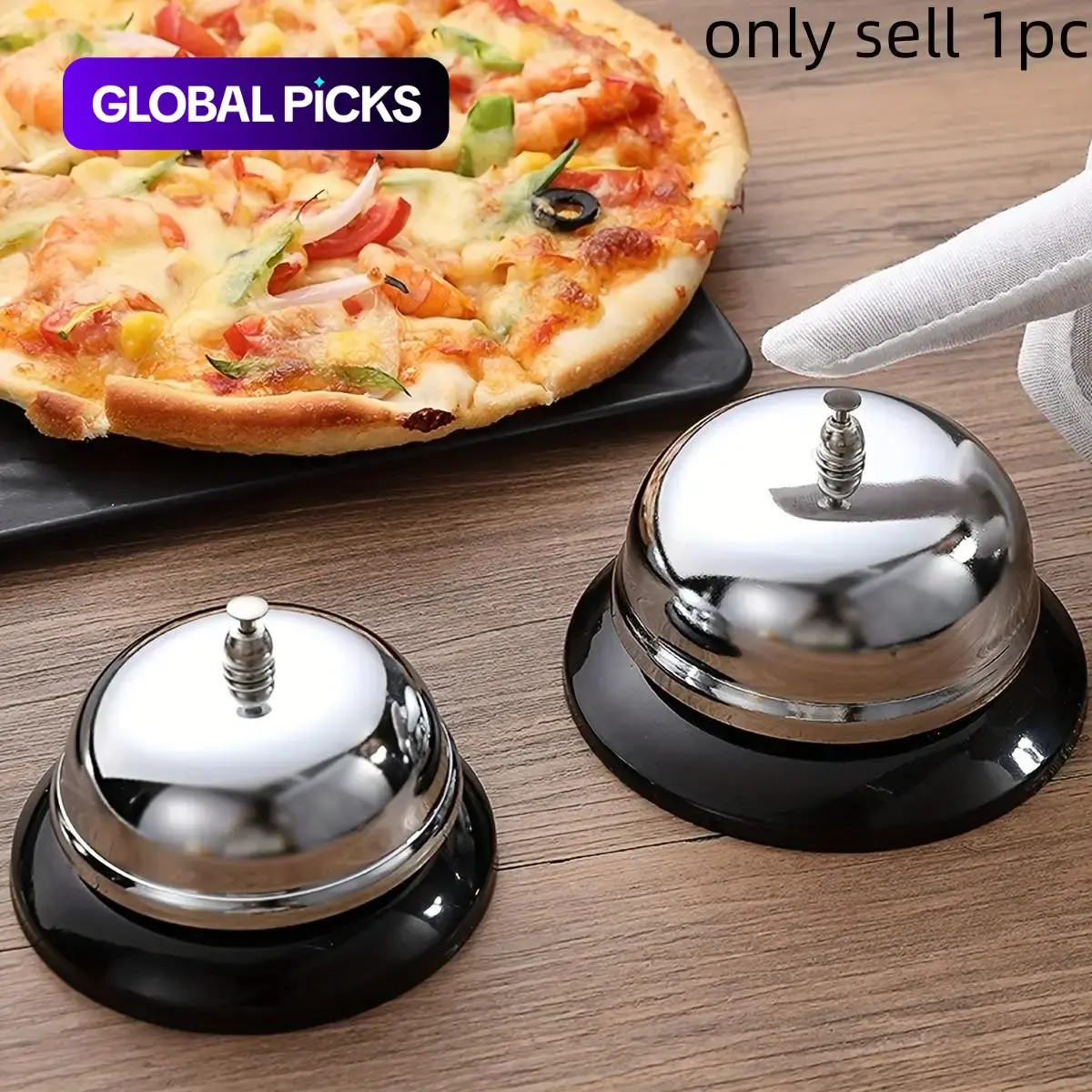 Stainless Steel Service Bell, Battery-Free Hand Press Call Bell, Restaurant Front Desk Kitchen Order Bell, Desktop Cashier Tray Bell, Metal Alert Indicator, Kitchen Tool, Kitchen Accessory #GLOBAL PICKS