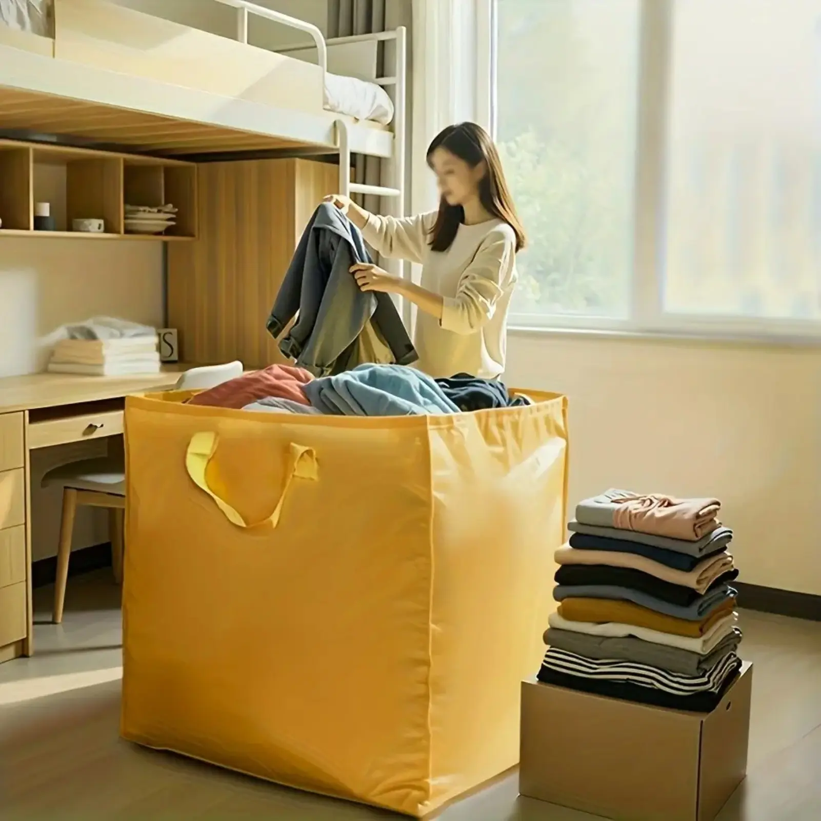 240L Extra-Large Capacity Thickened Moving Bag with Reinforced Handles, Heavy-Duty Waterproof Foldable Portable Storage & Organizing Bag for University Dormitories Homes Offices & Travel, Ideal Gift for Students