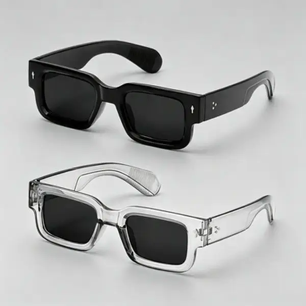 2 Pack Retro Square Sunglasses for Women Men, UV400 Y2K Trendy Fashion Shades Black & Clear Frame Streetwear Eyewear for Beach Driving Festival Summer Daily Wear