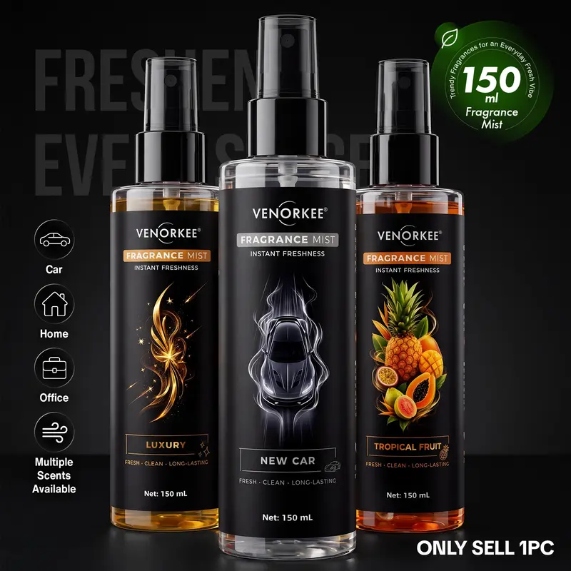 150ml Fragrance Spray with Multiple Scents Available, Car and Home Air Freshener, Long-Lasting Scent, Suitable for Offices, Bathrooms and Closets, Liquid Car Perfume