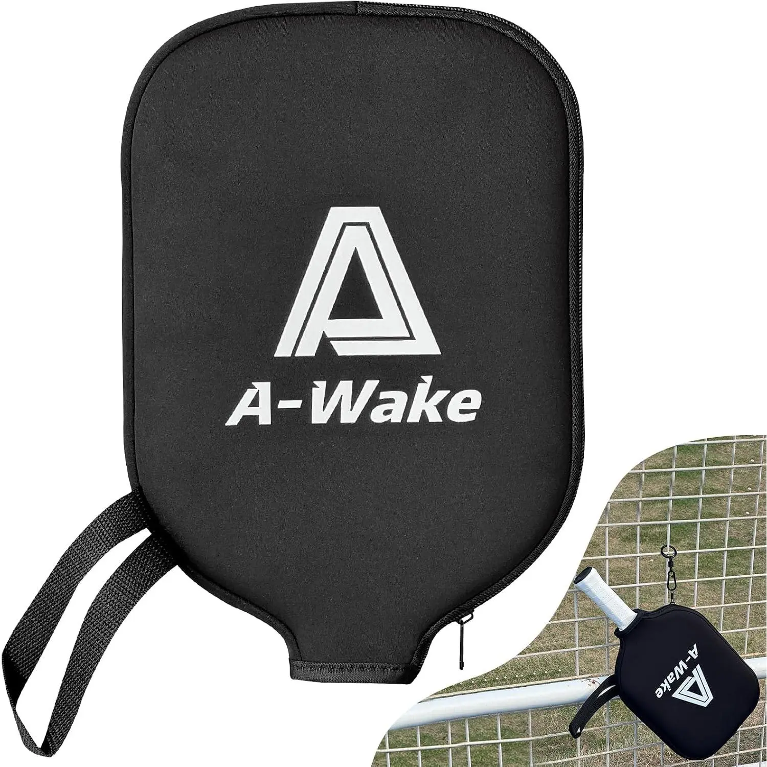 Unisex Neoprene Pickleball Paddle Cover, Waterproof Shock-Resistant Washable Storage Case with Carabiner Hook, Portable Stretch-Fit Pouch for Outdoor Play, Fits Standard Elongated Racks