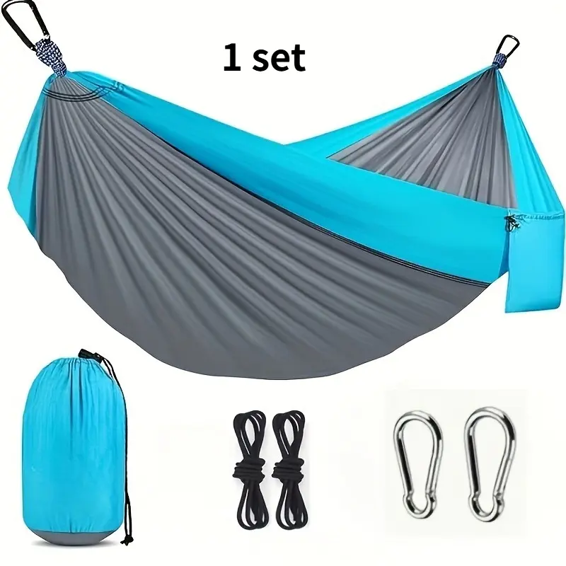 1-Person Lightweight Hammock, Camping Hammocks, Portable Indoor/Outdoor Hammock for Camping, Hiking, Beach, Heavy-Duty, Soft Fabric, Compatible with Trees & Stands, Ideal for Backpacking, Home Use, Travel, Suitable for Adults and Teens