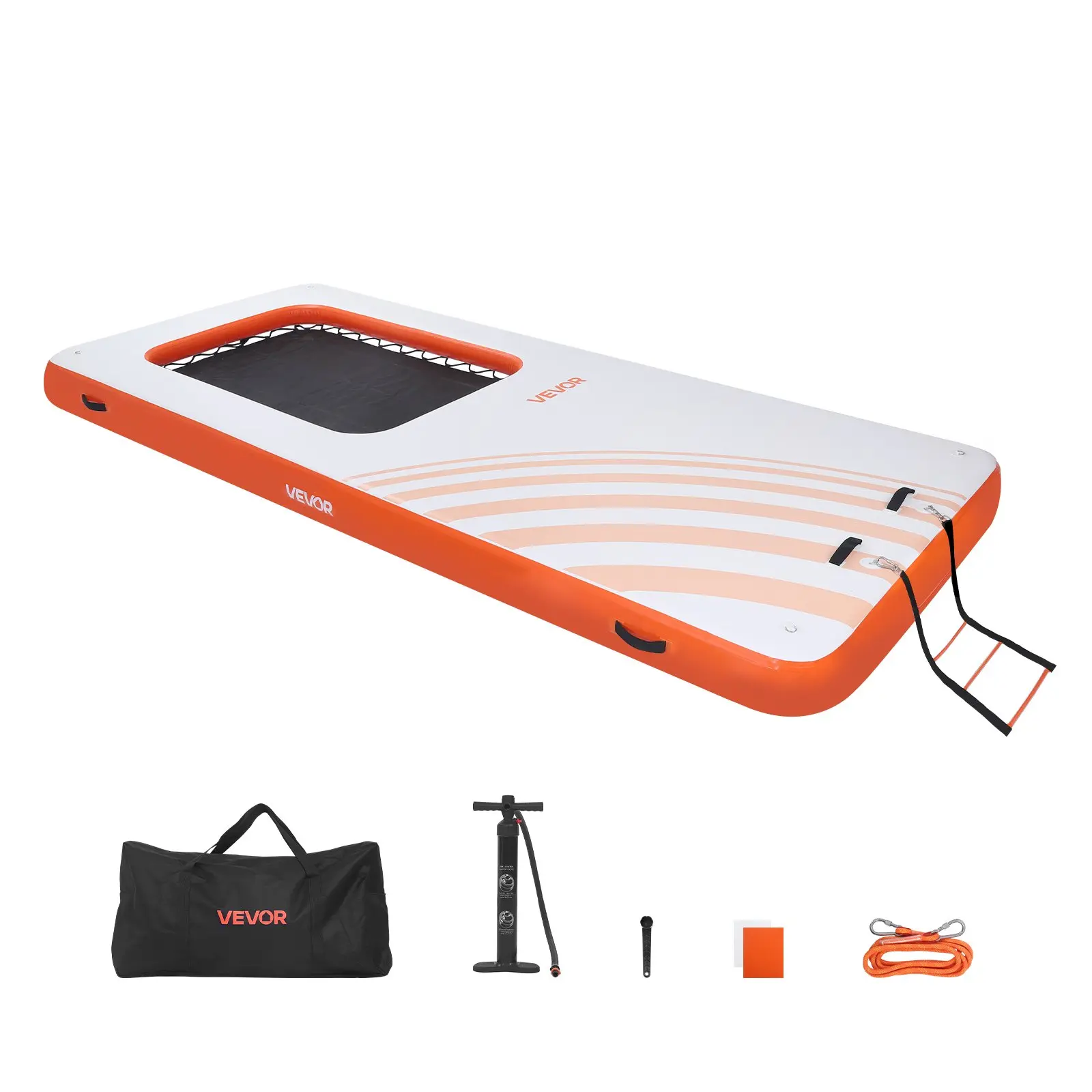 【toolupgrade】VEVOR 15x6.5 FT Inflatable Floating Dock Platform, Non-Slip Air Mat with Portable Carrying Bag & Detachable Ladder, 54.9 lbs Water Raft for Watersports, Outdoor Pool Party Recreation