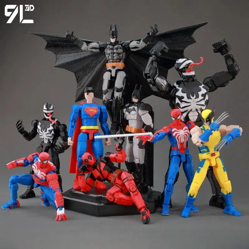 9L3D Printed Deadpool Wolverine Batman Spider-Man Venom Action Figures Dummy13 Lucky13 T13  Anime Model Toys Collectors Gifts ​