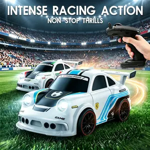 Mini Drift RC Car, 3-Mode Interactive Toy with Induction Follow & 2.4G Remote Control, 360° Spin Stunt Vehicle with Light, DIY Soccer Sticker Kit, Fidget Desk Toy for Kids & Adults