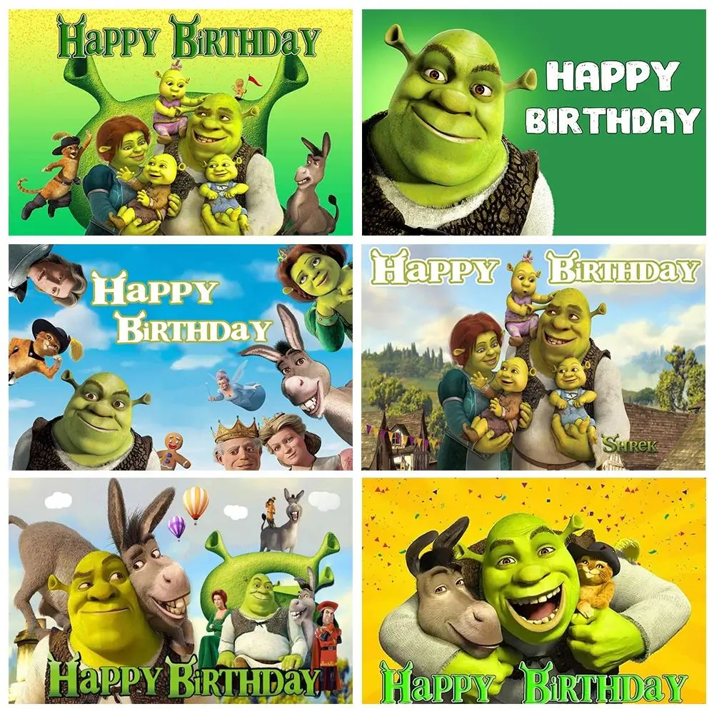 Cartoon Monster Shreks Vinyl Background Children Birthday Party Decoration Supplies Banner Photo Shoot Props Baby Shower Gifts