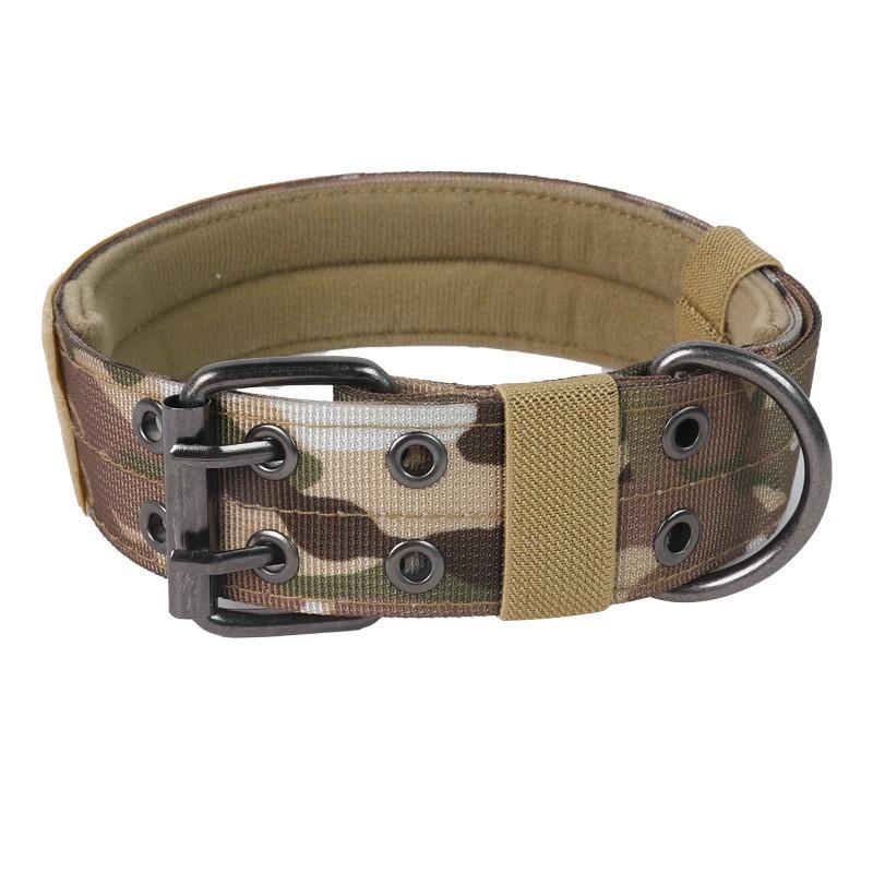 Tactical Dog Collar with Quick-Release Metal Buckle & Control Handle, Military-Grade Durable Nylon, Adjustable for Medium & Large Dogs, Camo Training Collar for German Shepherd, Pitbull, Rottweiler, Ideal for Walking, Hiking & Outdoor Training