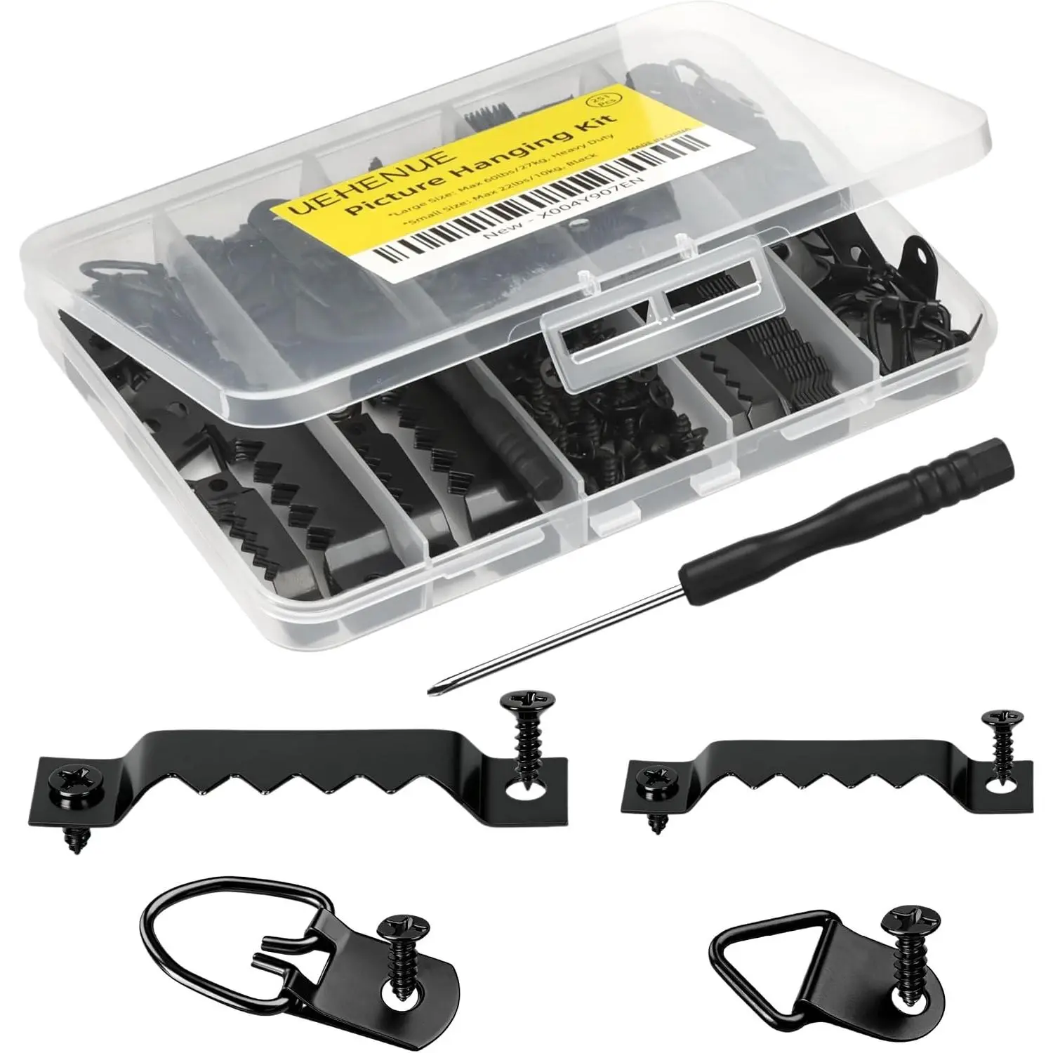 251 count Picture  Kit, -Size Heavy Duty Picture  Hardware | 50 Sawtooth Picture Hangers + 50 D Rings + 150 Screws + , Wall  Kit for Artwork Frame Canvas Mirror Clock