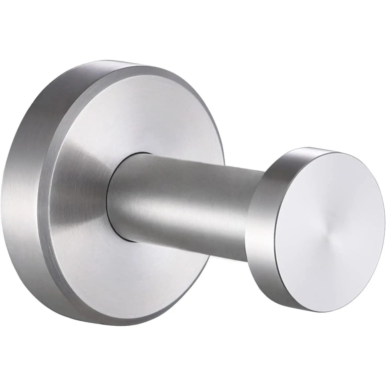 Brushed Nickel 304 Stainless Steel Towel Hook - Heavy Duty, Rust Resistant, Modern Sleek Round Profile Indoor Use Wall-Mounted Robe & Hand Towel Hanger