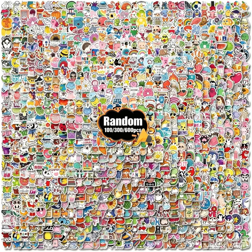 TOOUEE 100PCS/300pcs/600pcs Funny Adult Stickers Pack - Random Assorted Sarcastic Vinyl Decals, No Duplicates, Waterproof Stickers for Cars for Laptop, Water Bottle, Car, Phone, Great Birthday Christmas Halloween Gag Gift for Men Women Teens
