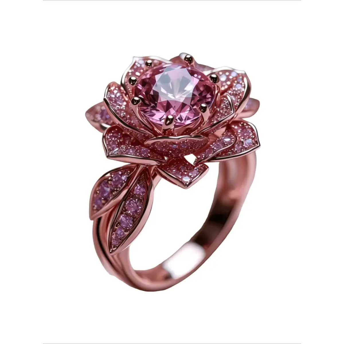 Women's Multi-Size Elegant Rose Gold Baroque Floral Finger Ring - Sparkling Pink Love Zircon Inlay, Engagement Ring Styles for Party & Wedding, Luxurious Love Symbol, Sparkling Zircon Inlay
