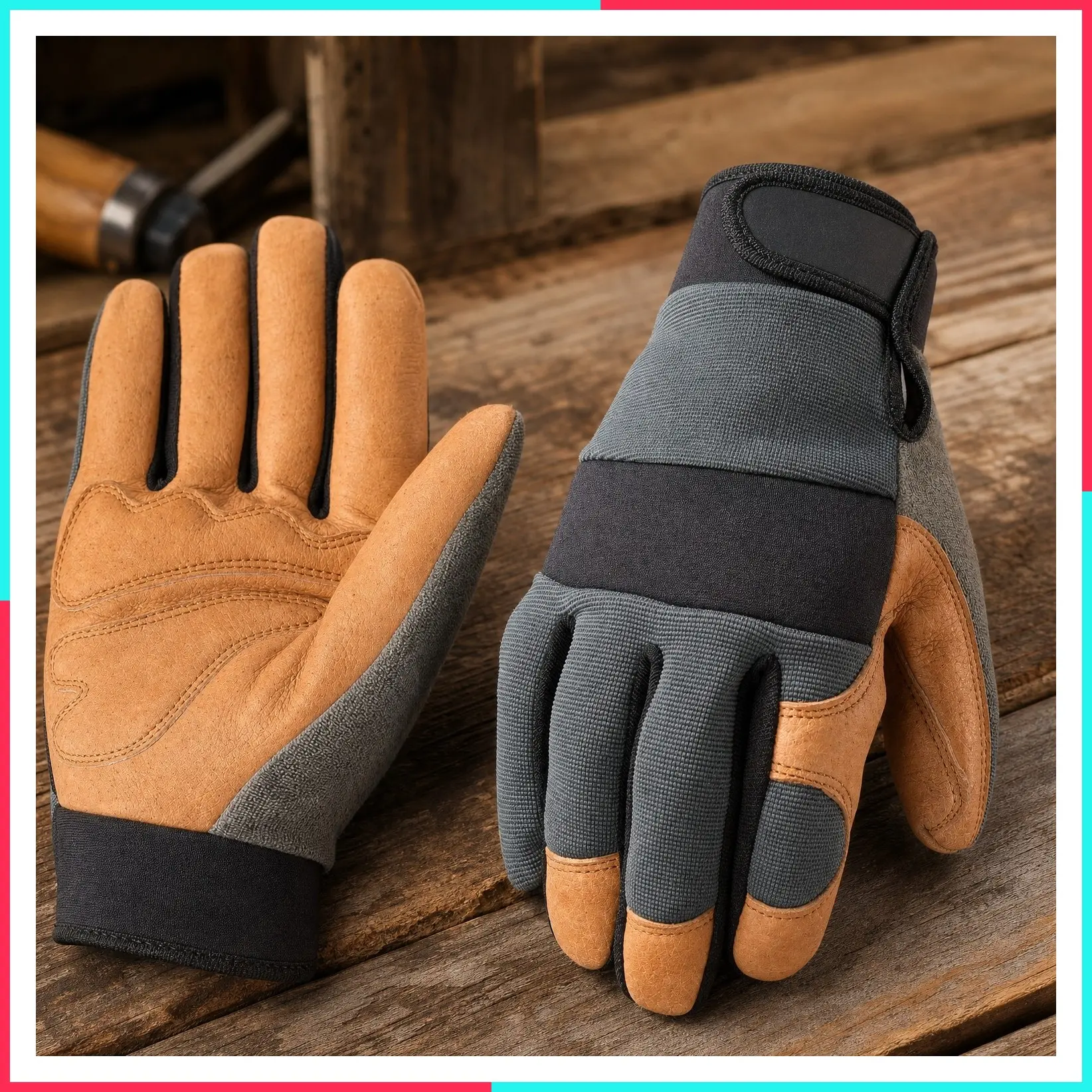 Men's Heavy Duty Pigskin Hybrid Leather Work Gloves, Large