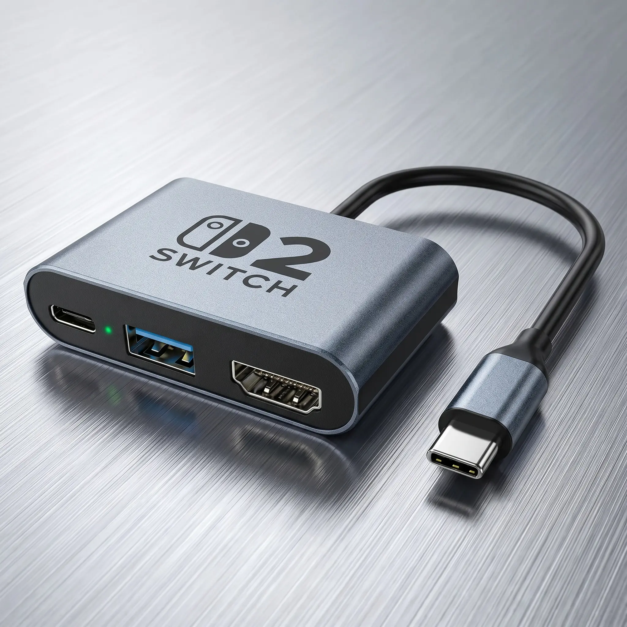 Switch 2 Portable USB C Dock,  8-in-1 USB C Hub, 4K@120Hz, 100W PD, USB 3.0, Ultra-Slim 5cm Aluminum Alloy, Firmware Upgradable, Travel Dock for Steam Deck, ROG Ally, Phone, Tablet, Laptop