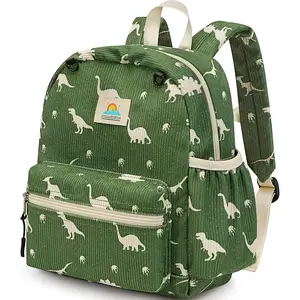 Corduroy Toddler Backpack for Boys 2-4: Kids backpack for Boys Girls - 12 inch Preschool Kindergarten Backpacks - DinosaurGift.