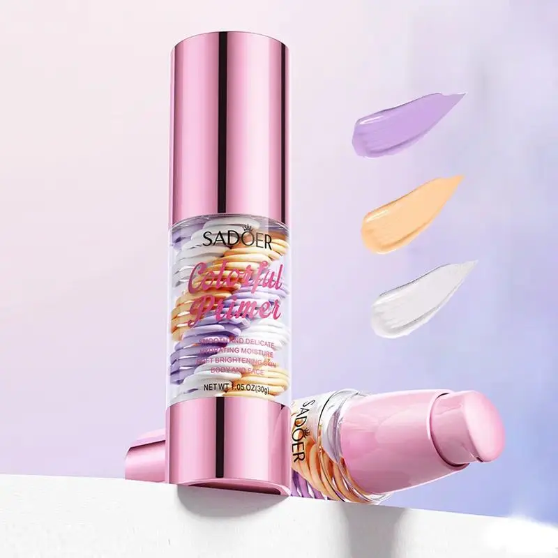 3 In 1 Face Primer, Transparent makeup base, hydrating and smoothing, evens skin tone, blurring effect, sheer natural finish, Flawless Base, Glowy Skin Makeup