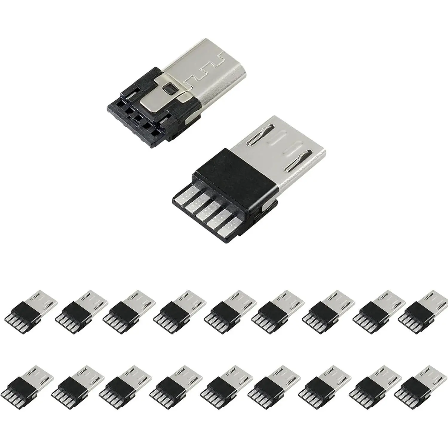 20 count  USB-B Jack Port Kit, 5-Pin Male Soldering Connector Repair  Adapter, Connector for DIY USB Power
