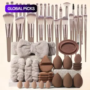 Professional Makeup Tool Set, 54pcs/set Cosmetic Brush & Sponge & Puff & Headband & Brush Cleaning Bowl Set, Multi-use Facial Makeup & Cleaning Accessories for Daily Use, Makeup Brush Kit, Face Brush Set