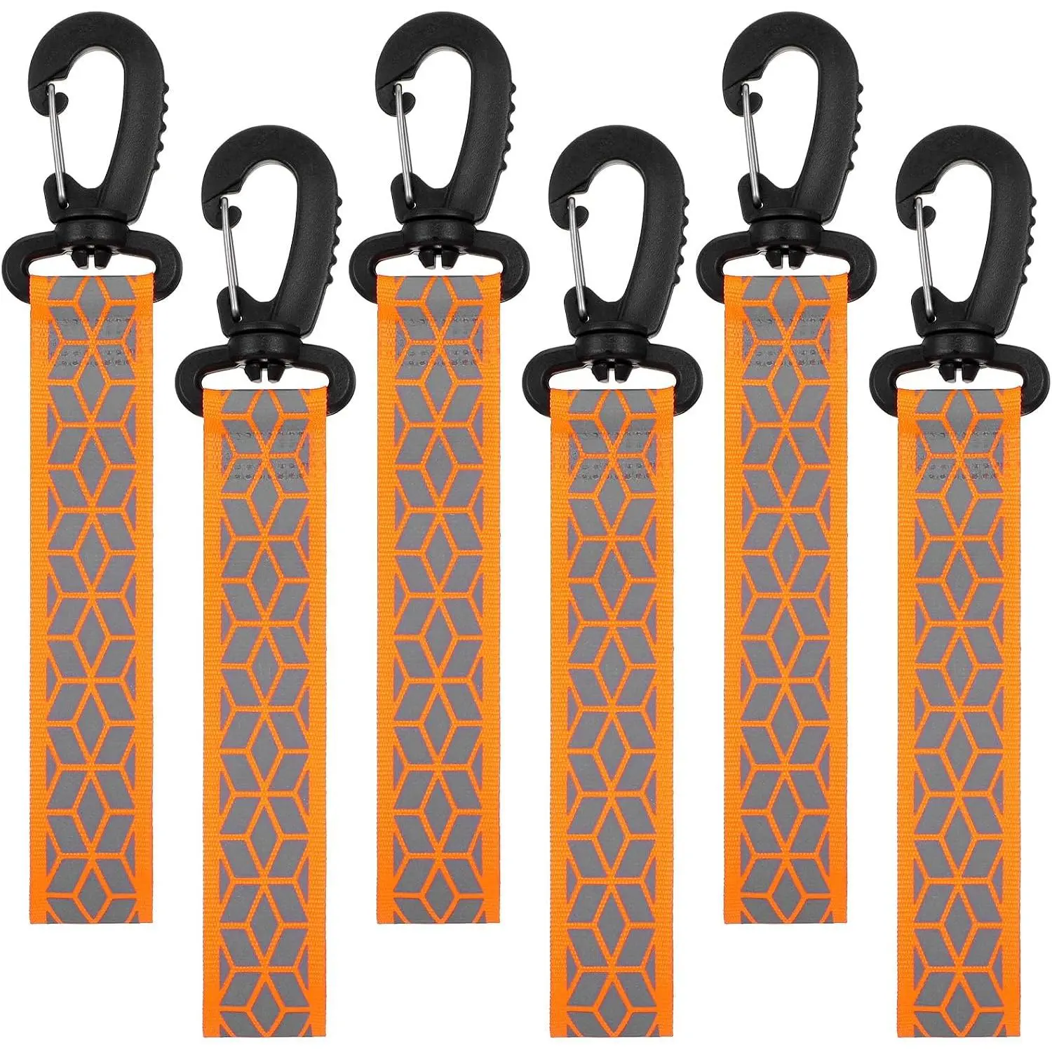 6 count Reflective Straps, Green Reflective Backpack Tags  Reflectives Pendant Glow in the Dark  Safety Night Reflector Pendants for Clothes Cycling Walking Running Climbing Camping