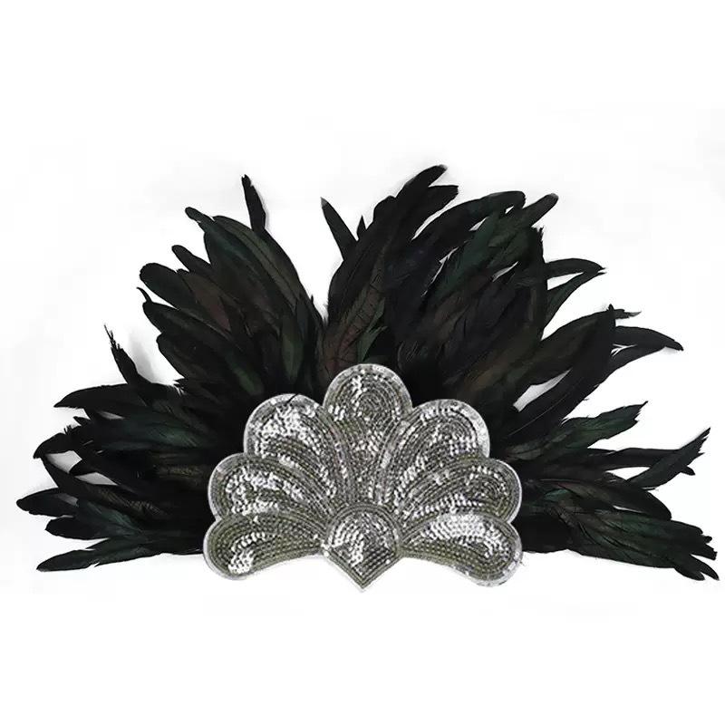 New Feather Headdress Indian Headdress Carnival Adult Show Performance Decoration Black