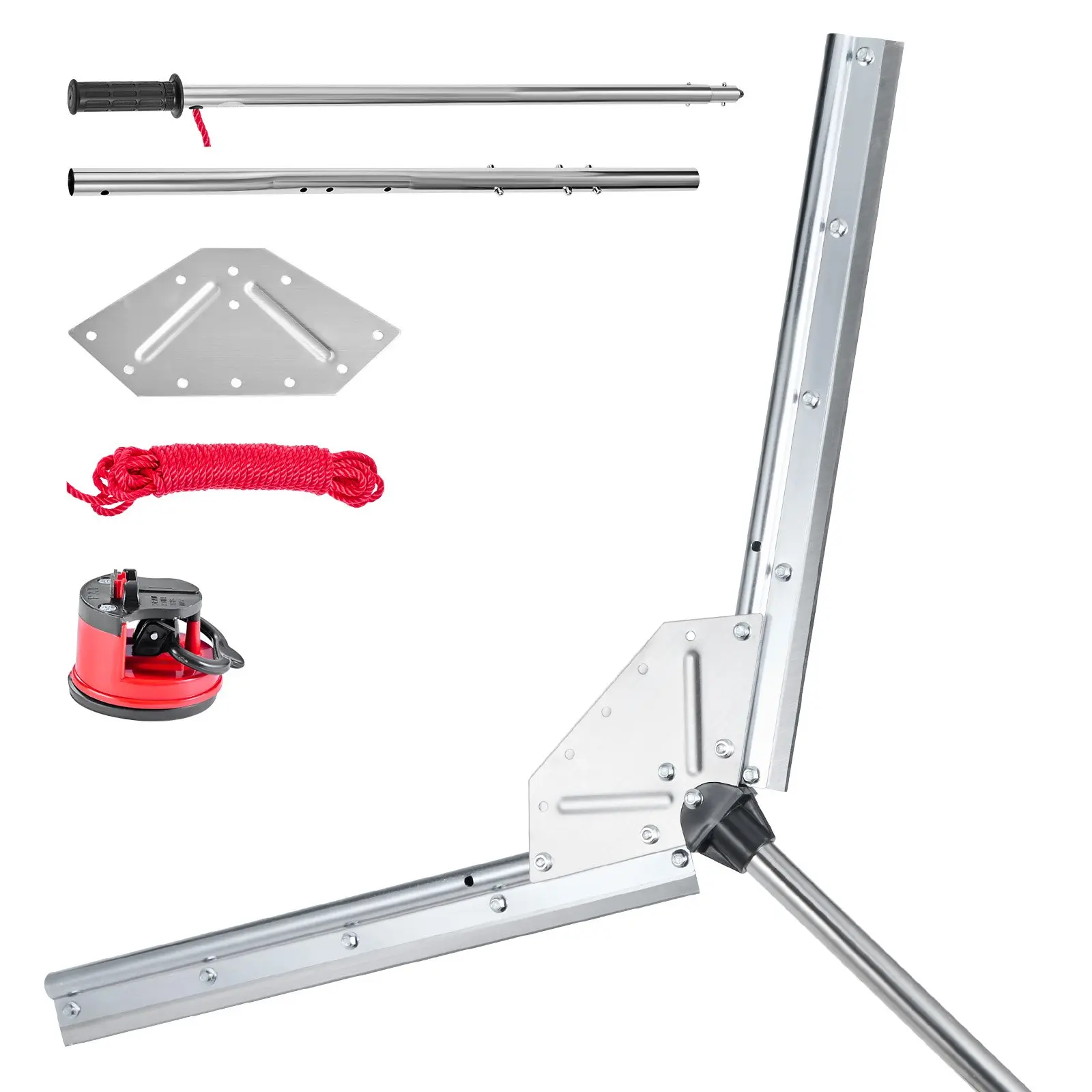 【Summerfinds】VEVOR Lake Weed Cutter, Pond Aquatic Plant Cutting Tool with 37 in Max. Cut Width, Sharp and Heavy-Duty Steel Blades, Pond Rake with 30 ft Throw Rope, for Cattail, Phragmites, Lilly Pads Chara
