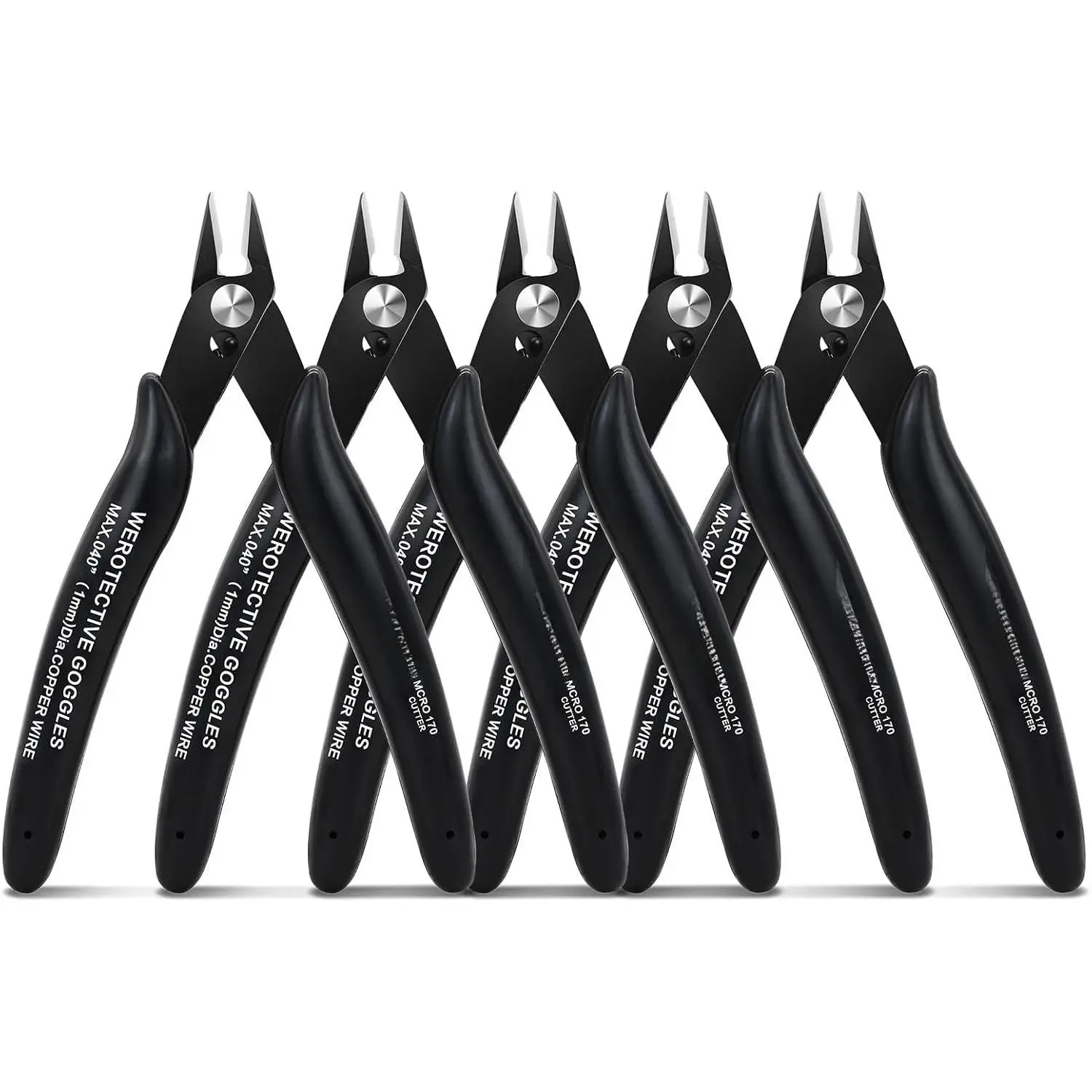 5 Pack  Wire Cutters, 5-Inch Flush  for  Making, Precision Wire Cutters with Spring, Small Side Cutters for Crafts, Models, Zip Ties Snips, Nippers, Electronics