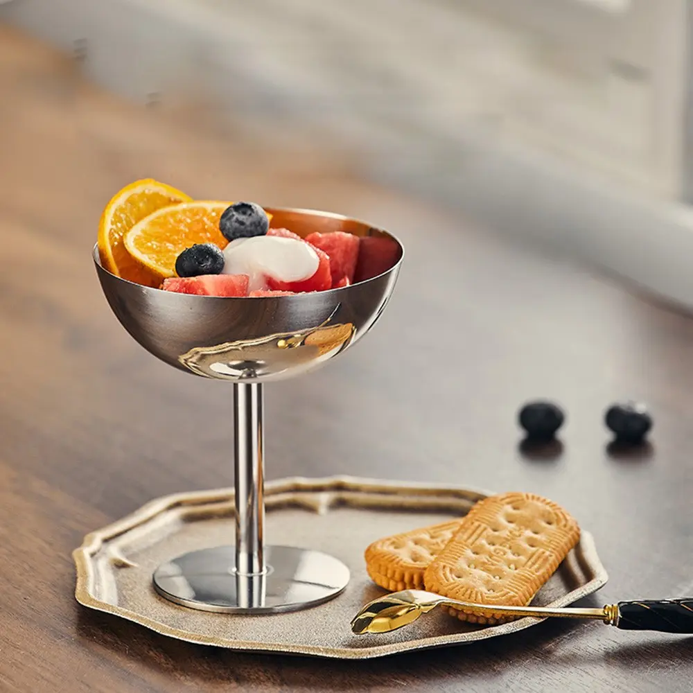 Stainless Steel Ice Cream Cup, Tall Dessert Glass for Bar and Ktv, Cocktail Margarita Cup, Party Accessories, 1 Piece/2 Pieces