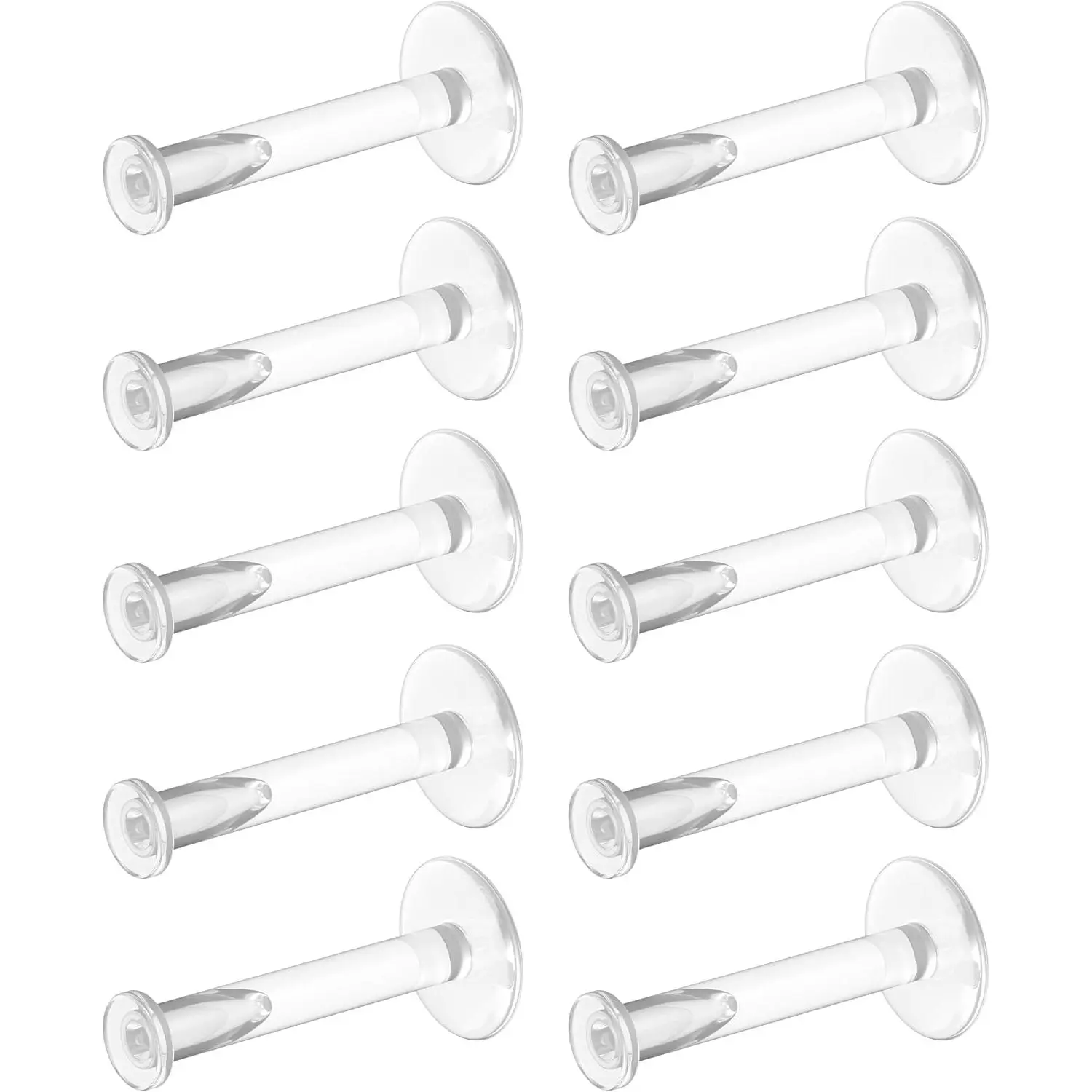 Bioflex Clear Earrings for , Work, School, , MRI - Clear   Labret Studs for Ears, Cartilage, Helix, Tragus, Lip, Medusa, Monroe - Flat Push-In Plastic Earrings (16g, 18g)  Retainers