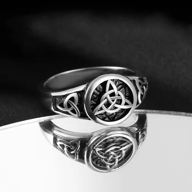 Vintage Knot Trinity Ring European American Witch Amulet Inlaid Crystal Design Stackable Bridal Jewelry