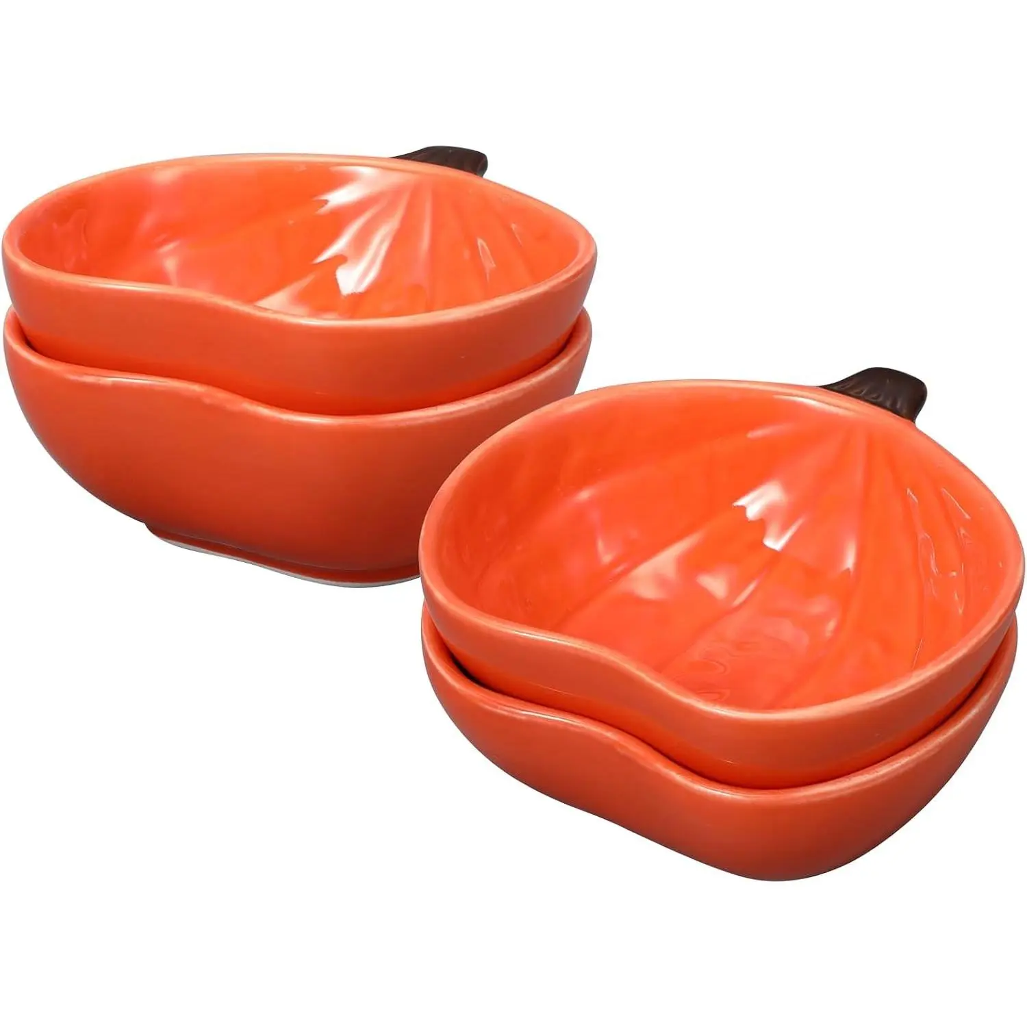 4 Pcs Fall Ramekins 6 oz Oven Safe Pumpkin Ceramic Ramekins Small Creme Dishes Dipping Pumpkins Baking Dish Thanksgiving Pumpkin Shaped Bowl Plates for Kitchen Party Snack Serving Dip Sauce Condiments