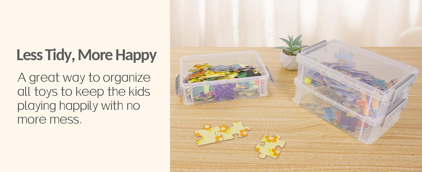 6 Pack Extra Large Plastic Pencil Box, Crayon Box, Marker Organizer with Lid-Stackable Storage Containers for Craft, Pen, Art Supplies, Grey