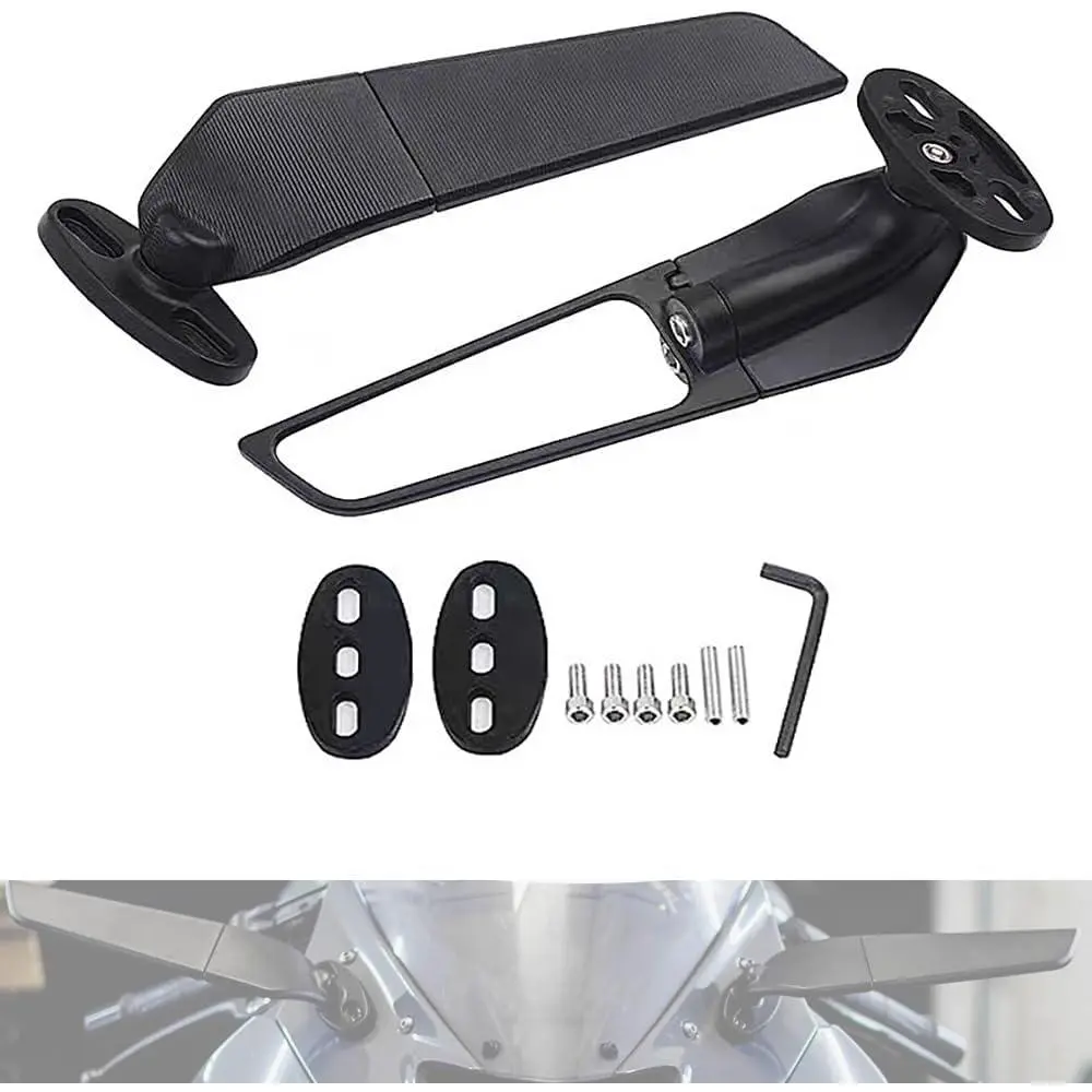 Modified Motorcycle Mirrors Rotating Rearview Side Mirror Wing Compatibel with YZF R3 R15, CBR 600 1000 RR, Ninja 400 500 650 250 ZX6R ZX10R, GSXR 600 750 1000, RSV4 RS457 RS660 Accessories