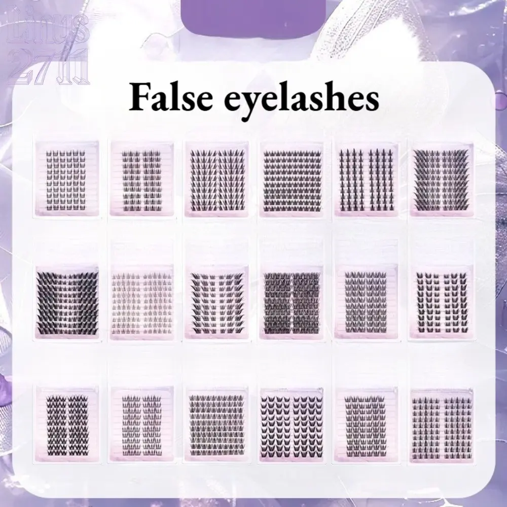 2pcs Large Capacity Mixed Cluster False Eyelashes Sunflower Fox Eye Cat Paw Wispy D Curl Segmented Lashes Natural Daily DIY Eye Makeup