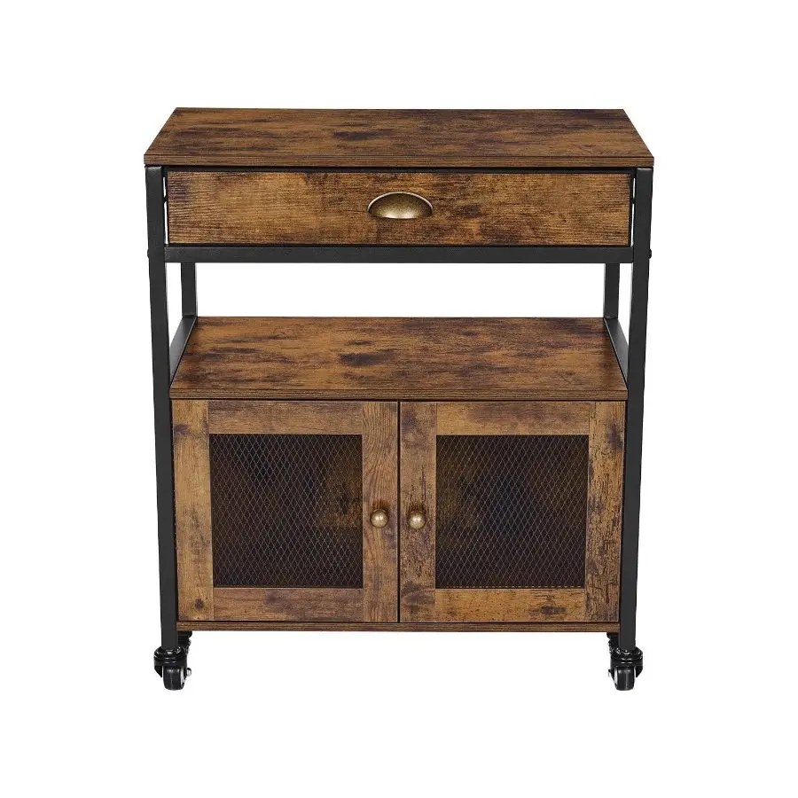 VEVOR Coffee Bar Cabinet, 24 Inch Farmhouse Coffee Bar Cabinet with Storage, Movable Coffee Bar Table with Wheels Mesh Door, Sideboard Buffet Cabinet for Kitchen, Entryway