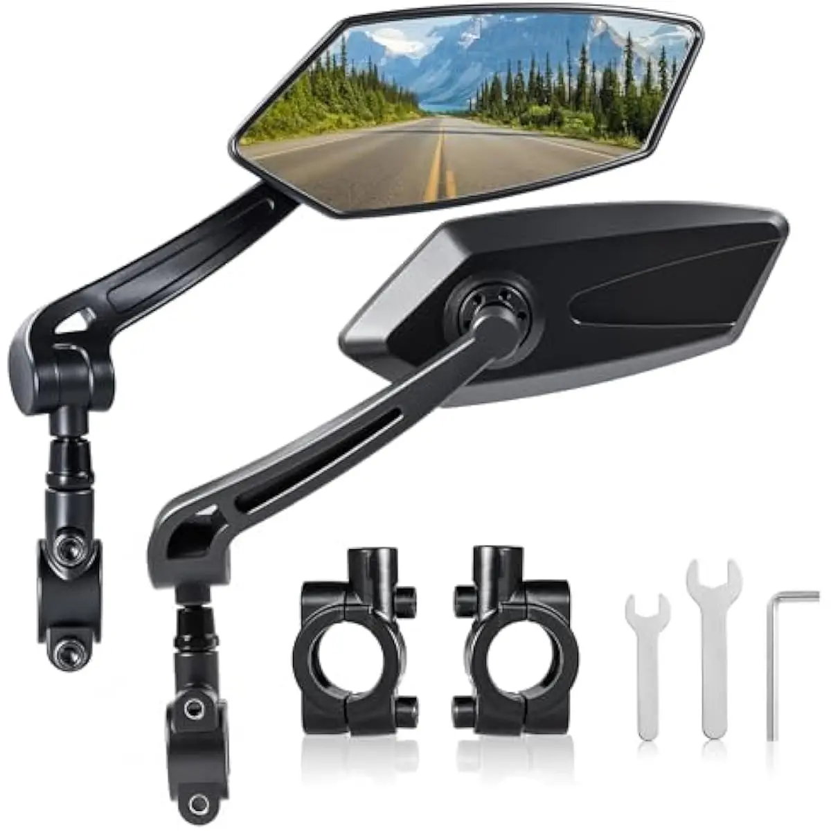 1 Pair Bike Mirrors, 360° Rotatable Rear View Mirrors for Handlebars, HD Scratch Resistant Glass Lens, Safe Wide Angle Cycling Accessories for Ebike, Mountain Bikes, Road Bikes, Motorcycles