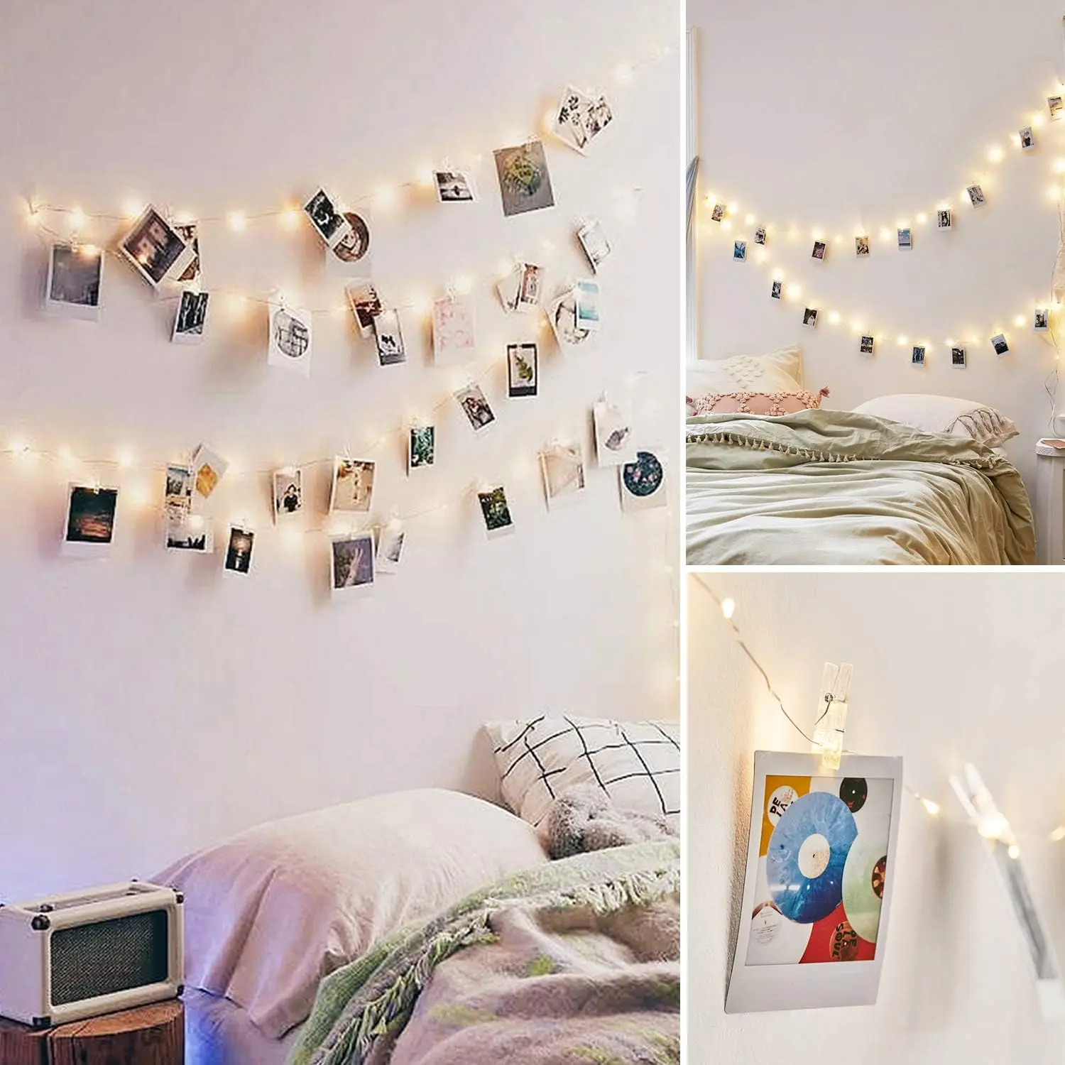 50LED 20 Photo Clips String Fairy Lights Battery Powered Decoration for Living Bedroom Indoor Christmas Party Wedding for Photo Picture Hanging Display, Battery Operated (16ft Warm White)fidget toys