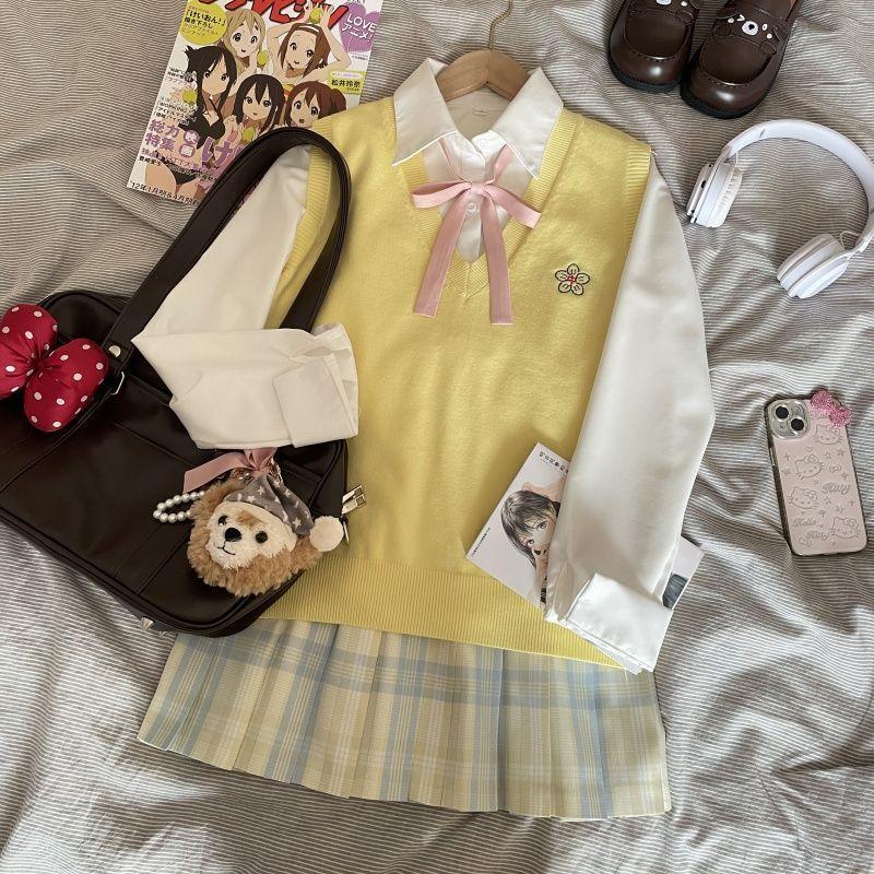 Autumn JK Style School Uniform Design Woman Outfits Preppy Blazer Plaid Skirt Vintage Korean Style Female  3 Piece Sets 2025