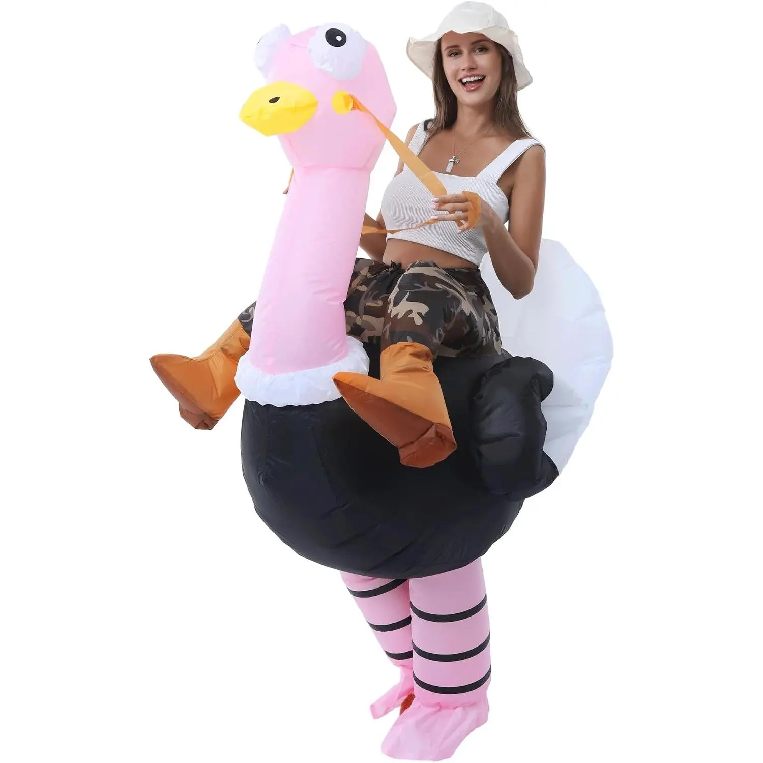 Inflatable Ostrich Costume, Funny Riding Ostrich Suit, Blow Up Costume for Halloween, Christmas, Cosplay(Gift)