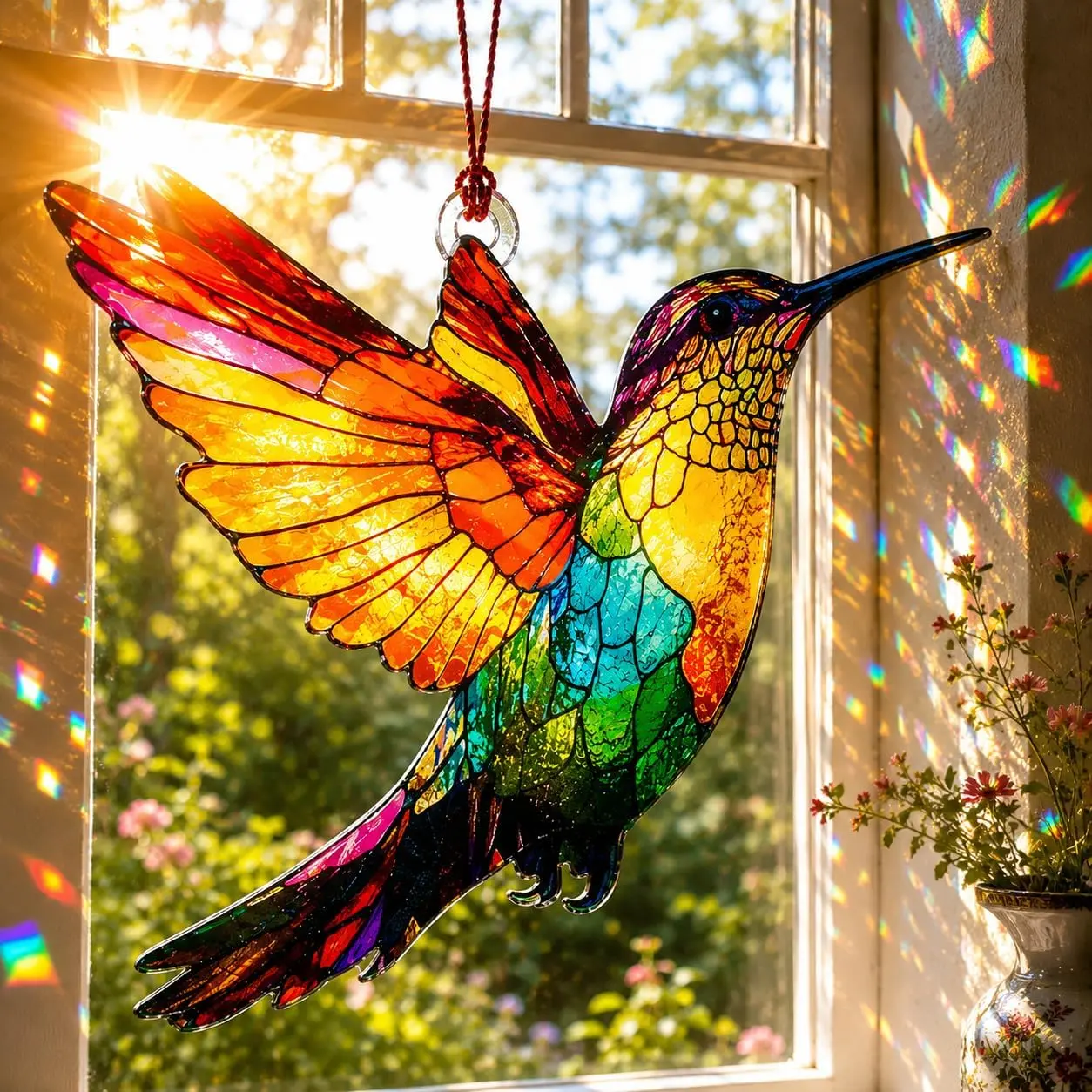 Hummingbird Gifts for Women, Colorful Suncatcher Hummingbird Ornament, Bird Ornaments for Tree,  Decor for Door, Yard, Outdoor or Windows,  Decor, Birthday  for Mom