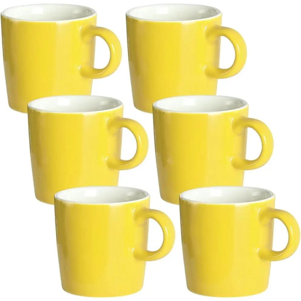 Mini Porcelain Espresso Cup, 4 Ounces / 120 ml  Ceramic Coffee Mugs Demitasse for Espresso, - Set of 6, Yellow