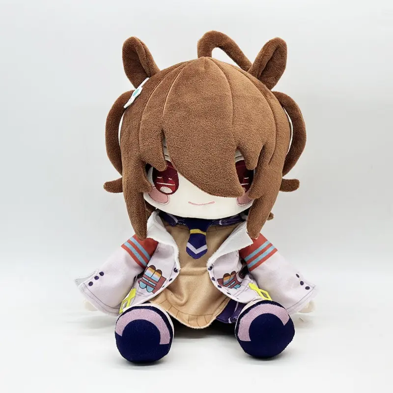 6-Pack Chibi Horse Ear Girl Racing Character Plush Doll Set, Cute Sitting Stuffed Toys with Different Hairstyles & Uniforms, Anime Decor Gift, Chibi Doll Stuffed Toys