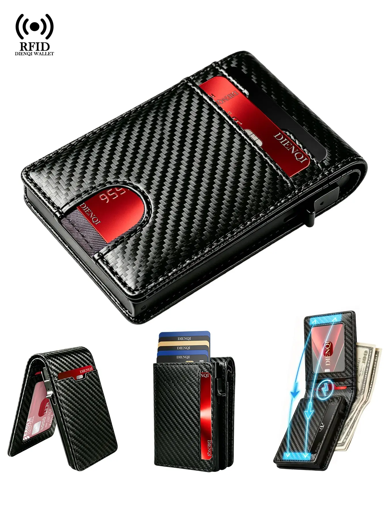 Slim Leather Wallet, Quick-Eject Card Mechanism, Anti-Theft Rfid Shielding, Multi-Slot Design, Compact Pocket Wallet for Daily Use, Rfid Blocking Wallet, Rfid Shielded Wallet, Rfid Protected Wallet, Rfid Wallets