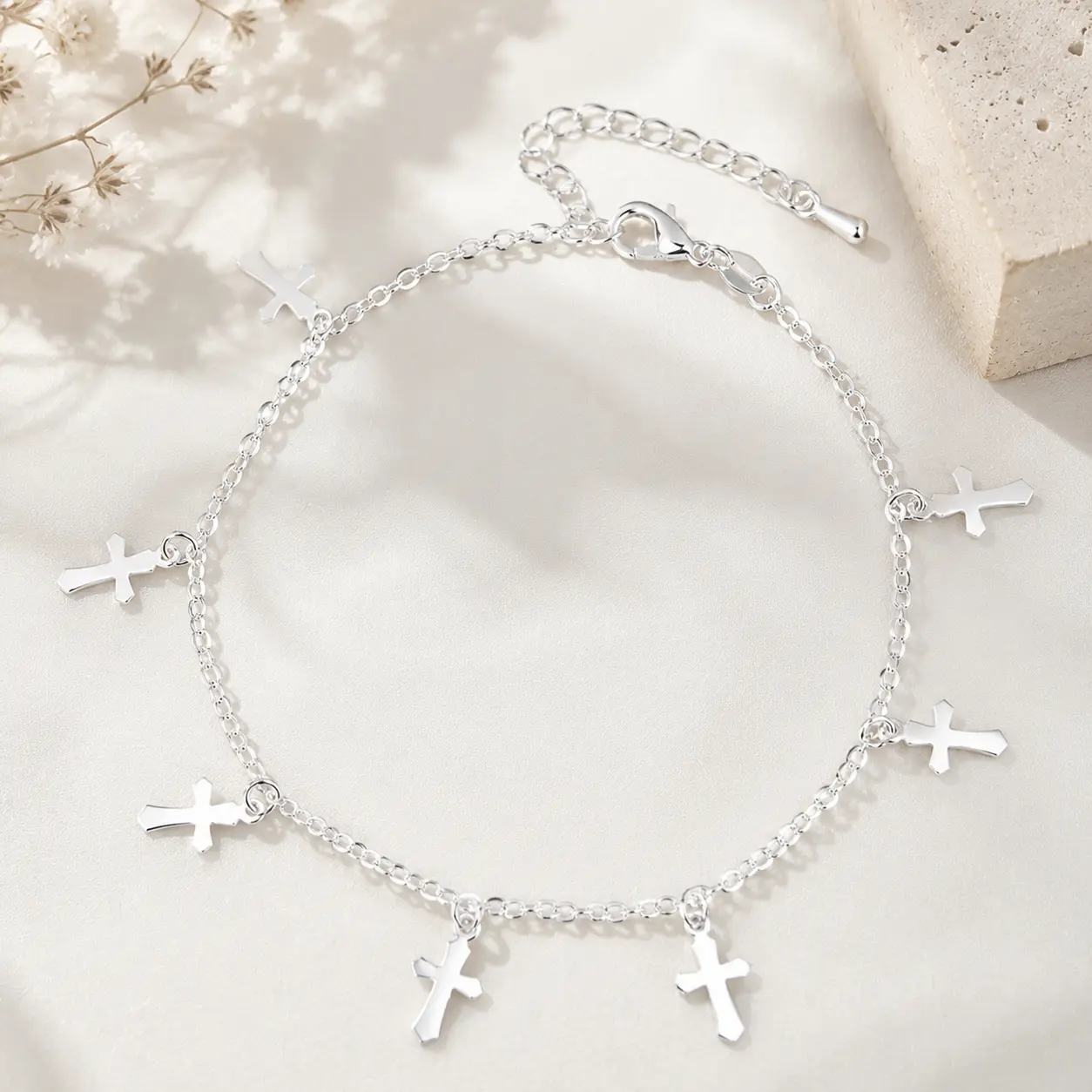 The viral silver cross anklet you need!  Perfect for my Christian girls or styling your Y2K aesthetic outfits. Grab it now!
