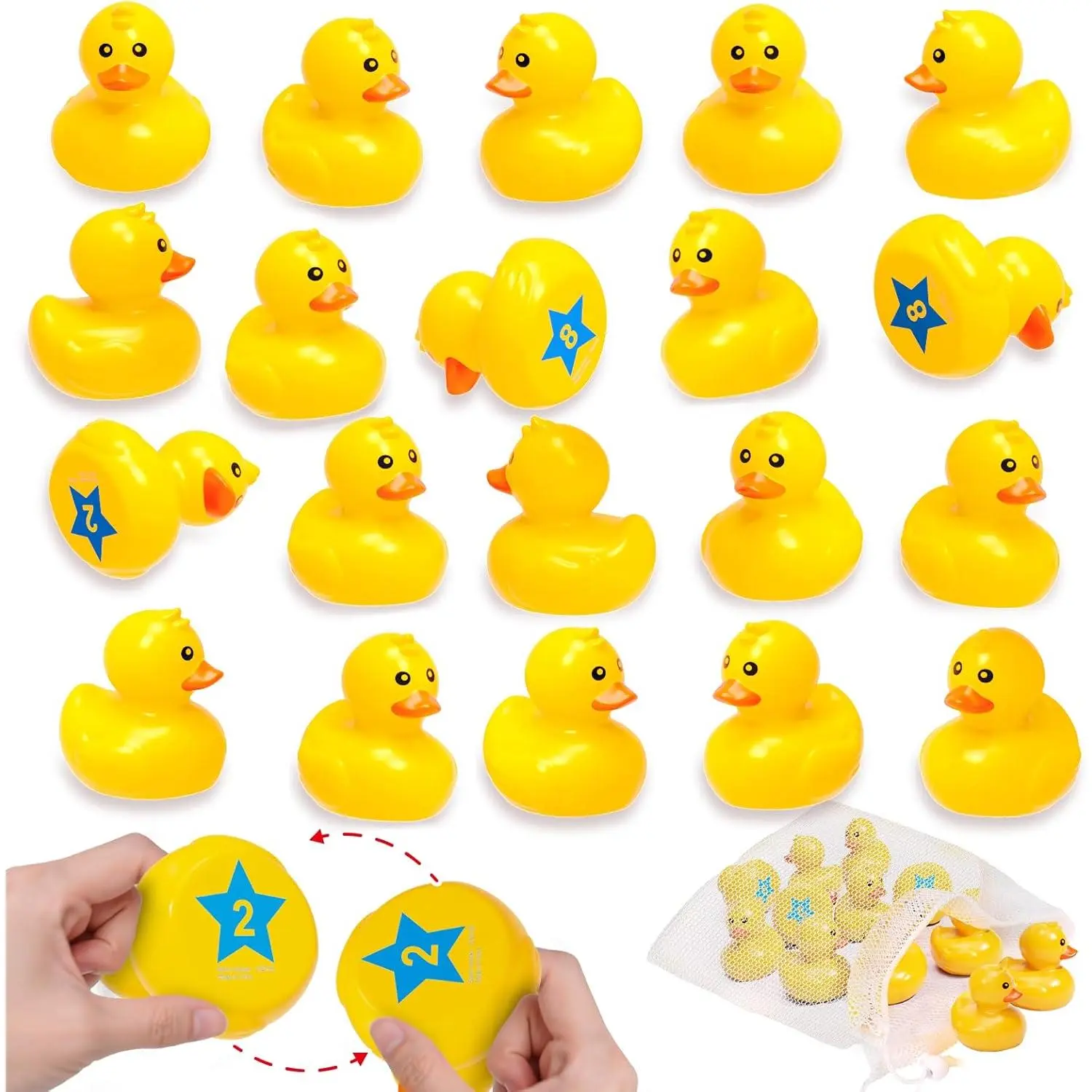 Duck Matching Bath Toys for Kids - 20 Plastic Ducks with Storage Bag - Fun Memory Games, Float Mini Duck Bath Toys, Water Outdoor Game for Children, Preschoolers, Birthday Party Carnivalfidget toys