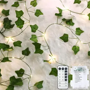 2 Pack Vines with Fairy Lights 40ft 120 LED Ivy String Lights USB Plugin &  Operated Leaf Lights with Timer 8 Modes Remote Decorative Light for Bedroom Wedding Party - Warm White