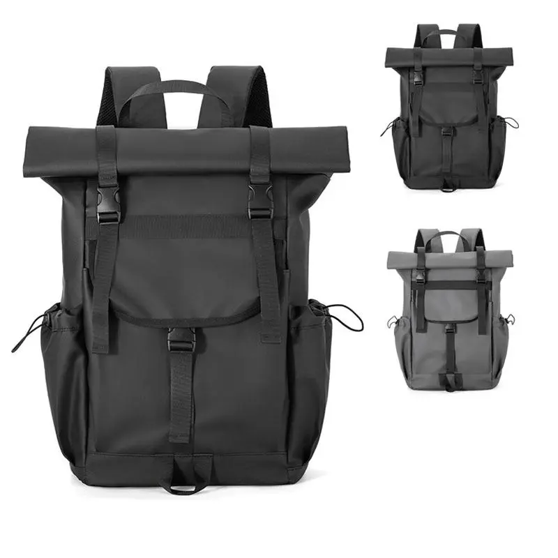 Unisex Nylon-Poly Roll-Top Backpack, Universal High-Capacity Water-Resistant Travel/Cycling Bag with Breathable Mesh, Quick Release, 16-in Laptop Compartment for College, Outdoor Sports