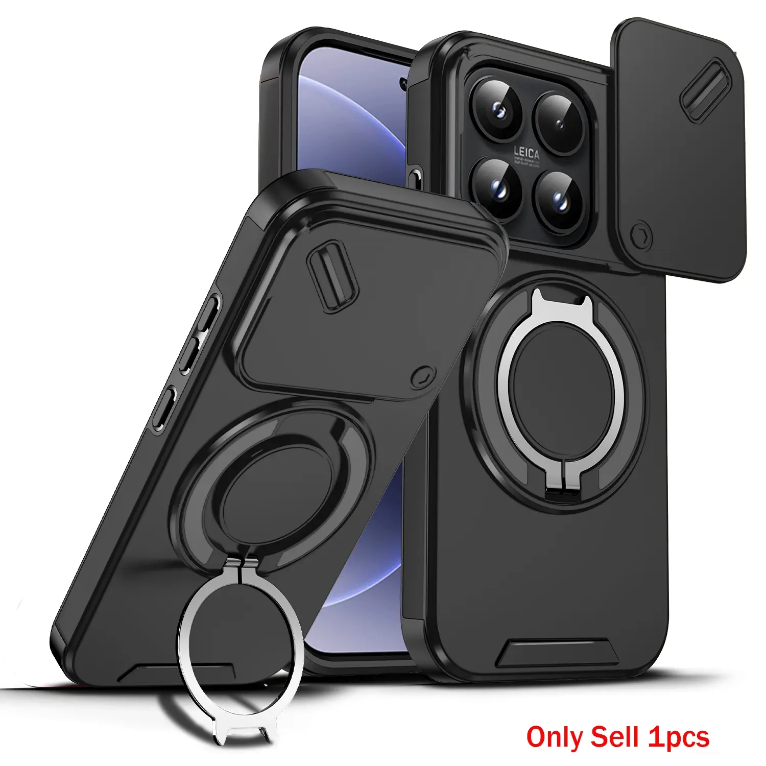 Case for Xiaomi 17 Thickened Durable Dual-Layer Shockproof, Magnetic Ring Stand, Fingerprints Resistant, Dust Cover, Multi-Functional Rotatable for Xiaomi 17 Case